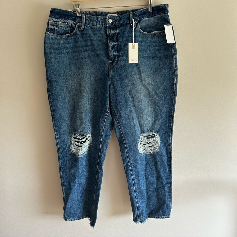 Good American Good Vintage Distressed Indigo Jeans - Picture 2 of 9